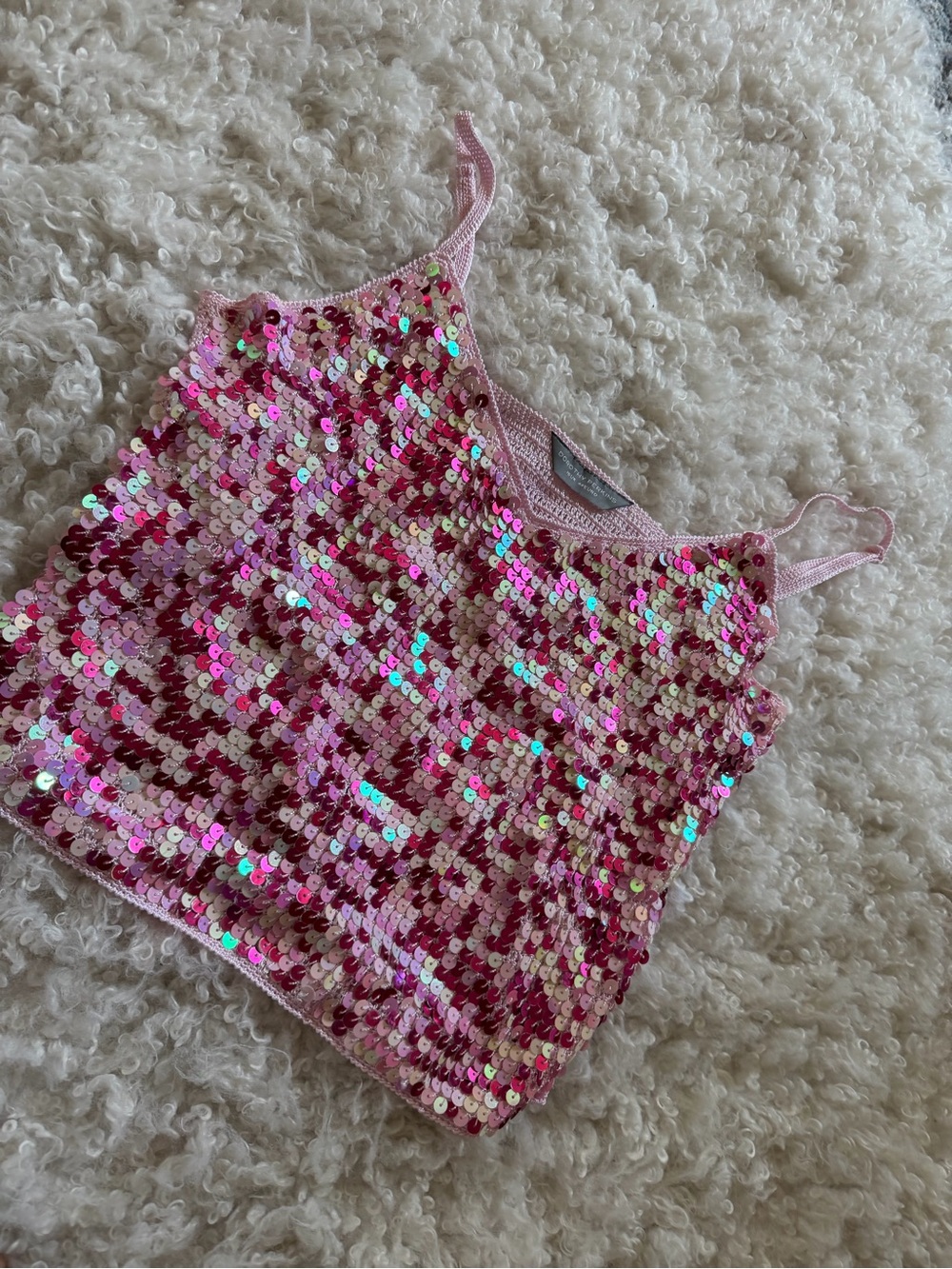 Vintage Y2K Dorothy Perkins Sequin Crochet Tank Top